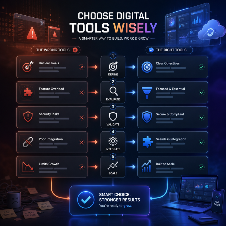 كيفاش تختار الأداة الرقمية المناسبة بلا ما تضيع وقتك وفلوسك 3 choose digital tools wisely 1