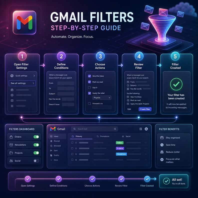 كيفاش تستعمل فلاتر Gmail لتنظيم الرسائل أوتوماتيكيا 3 gmail filters guide 1